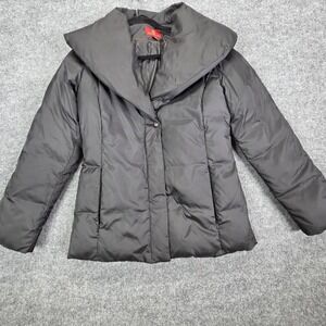 Cole Haan Goose Down Jacket‎ Womens XS Black Hooded Puffer Quilted Winter Coat